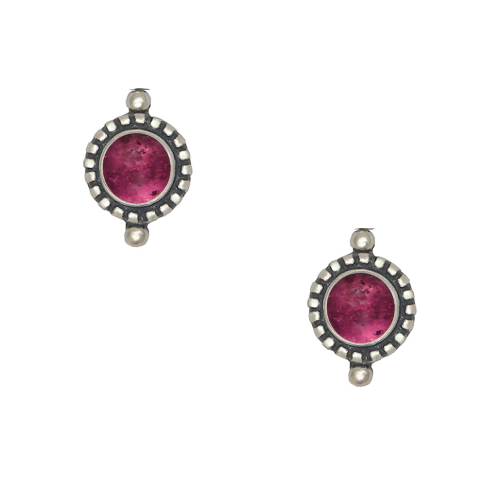 Sterling Silver Pink Tourmaline Post Stud Earrings